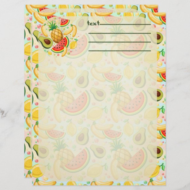 Fresh Summer Fruits Pattern Letterhead (Front/Back)