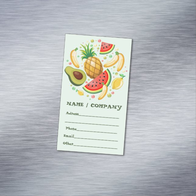 Fresh Summer Fruits Pattern Magnetic Business Card (In Situ)