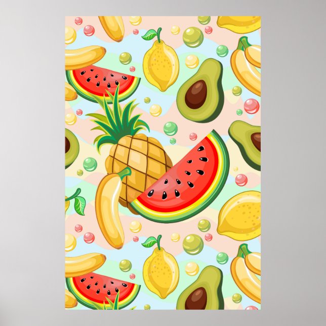Fresh Summer Fruits Pattern Poster (Front)
