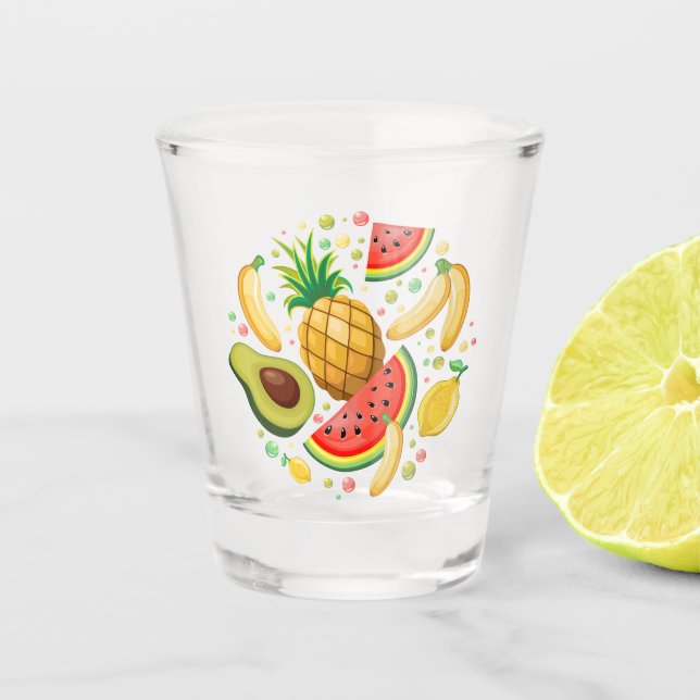Fresh Summer Fruits Pattern Shot Glass (Front)