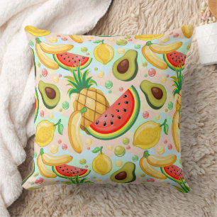 Fresh Summer Fruits Pattern Throw Pillow