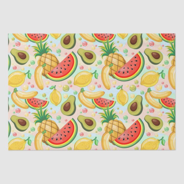 Fresh Summer Fruits Pattern Tissue Paper (Front)