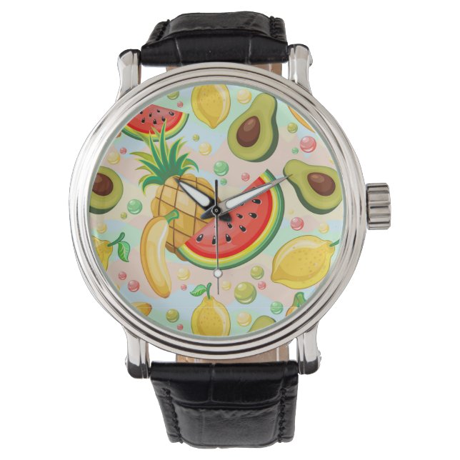 Fresh Summer Fruits Pattern Watch (Front)