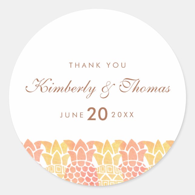 Fresh Summer Pineapple Wedding Favour Sticker (Front)