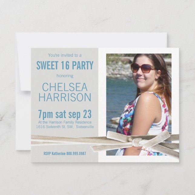 Fresh Sweet 16 Photo Birthday Party Invitation (Front)