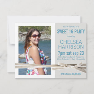 Fresh Sweet 16 Photo Birthday Party Invitation