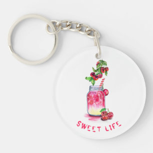 Fresh Sweet Cherry Juice Cool Drink - Summer Fruit Keychain