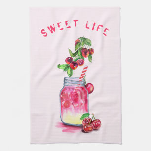 Fresh Sweet Cherry Juice Cool Drink - Summer Party Kitchen Towel