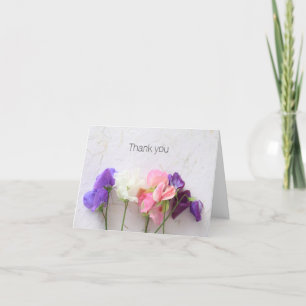 Fresh sweet peas thank you card