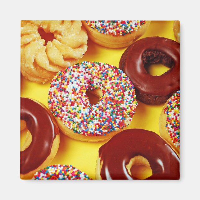 Fresh tasty donuts magnet (Front)