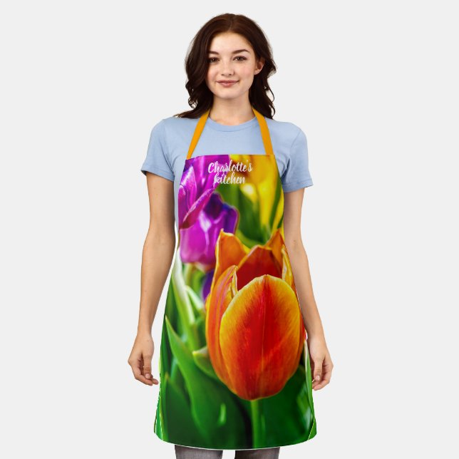 Fresh Tender Colourful Tulips Apron (Worn)