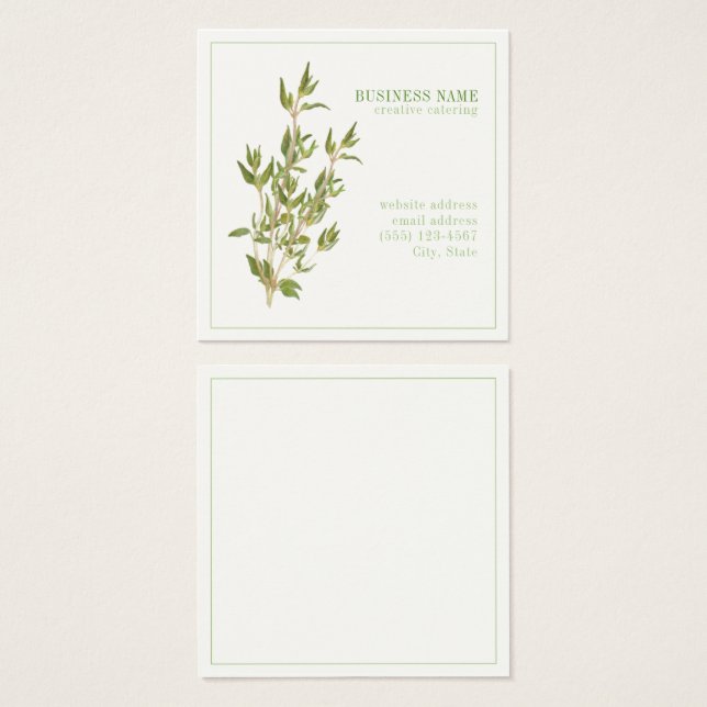 FRESH THYME 2.5 Square Business Card (Front & Back)