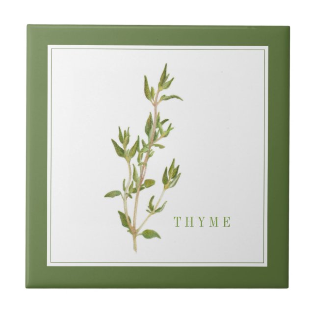 FRESH THYME 4.25x4.25 Ceramic Tile (+text) Green (Front)