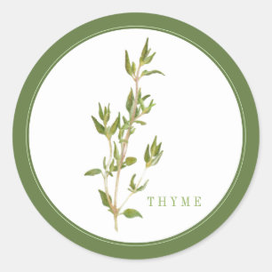 FRESH THYME Large Round Stickers (+text) Green