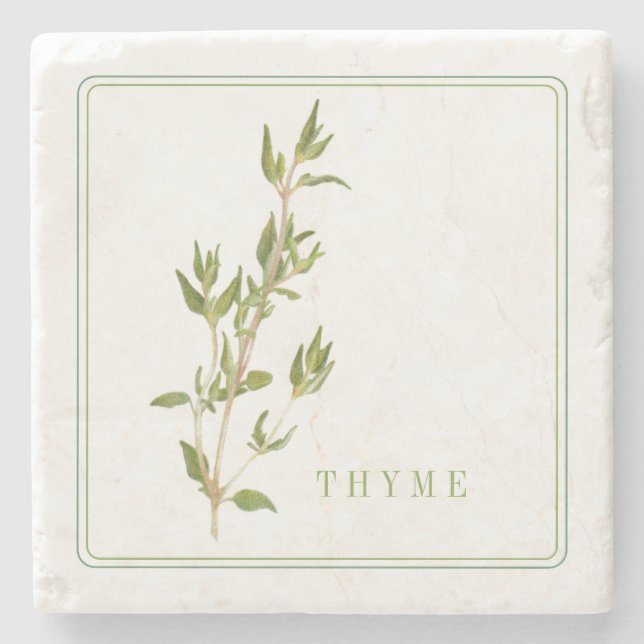 FRESH THYME Marble Stone Coaster (Front)