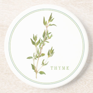 FRESH THYME Round Sandstone Coaster (+text)