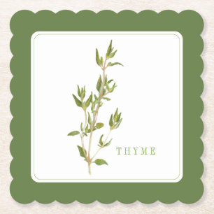 FRESH THYME Scalloped Square Paper Coaster - Green