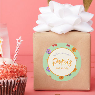 Fresh to the Market First Birthday Theme – Floral Classic Round Sticker