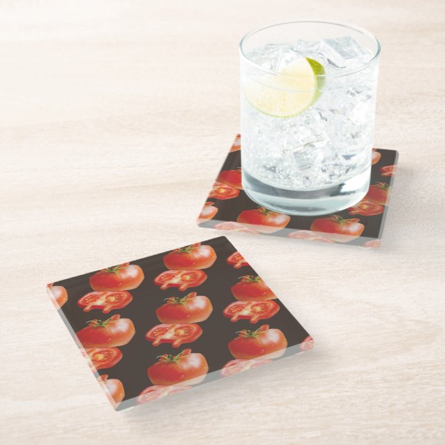 Fresh Tomato Glass Coaster (Angled)