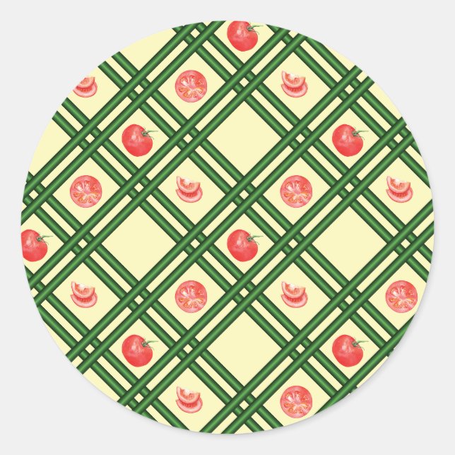 Fresh Tomatoes Gardener Pattern Classic Round Sticker (Front)