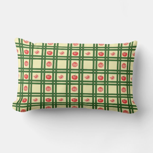 Fresh Tomatoes Gardener Pattern Lumbar Pillow (Front)
