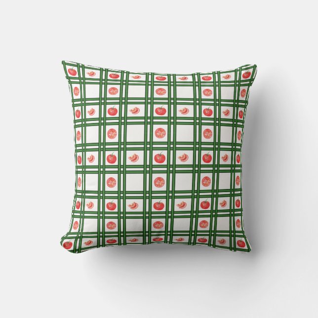 Fresh Tomatoes Gardener Pattern Throw Pillow (Front)