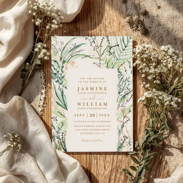 Fresh Tropical Destination Elegant QR Code Wedding Invitation (Creator Uploaded)