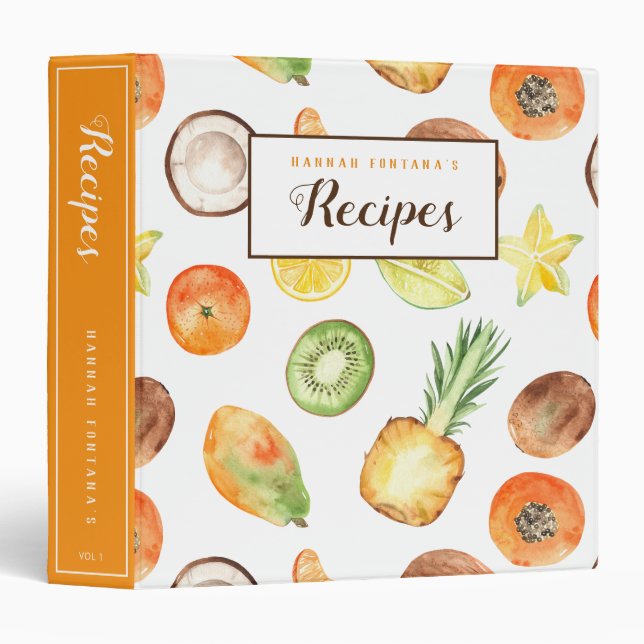 Fresh Tropical Fruit Customizable Recipe Binder (Front/Spine)