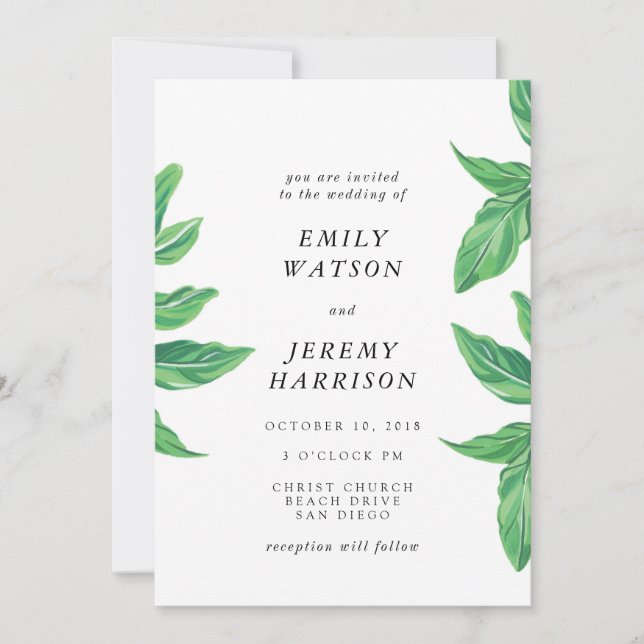 Fresh Tropical Island Beach Wedding Invitation (Front)