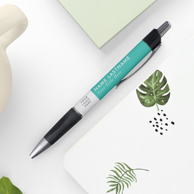 Fresh Turquoise Modern Simple Custom Logo Business Pen (Creator Uploaded)