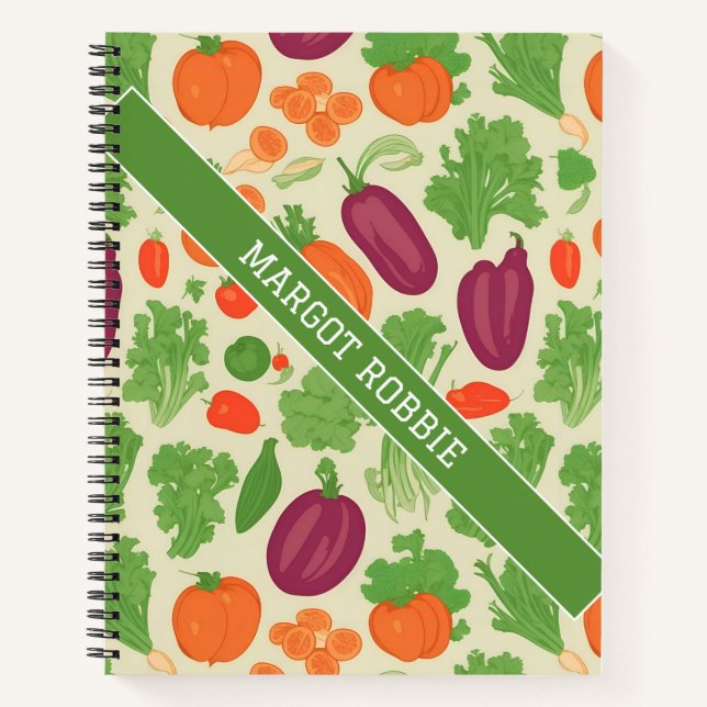 Fresh Vegetables Floral Colourful Pattern Notebook (Front)
