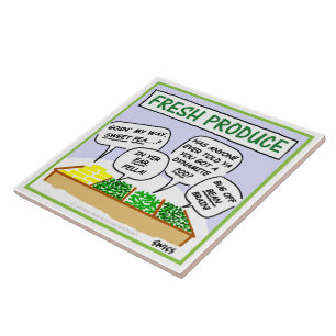 Fresh Vegetables Humourous Cartoon Kitchen Tile