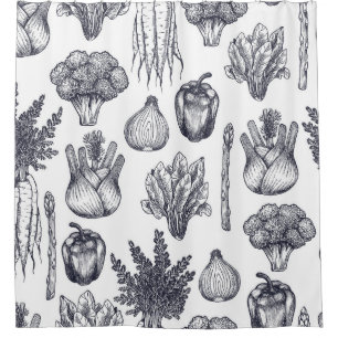 Fresh vegetables seamless pattern. Broccoli, carro