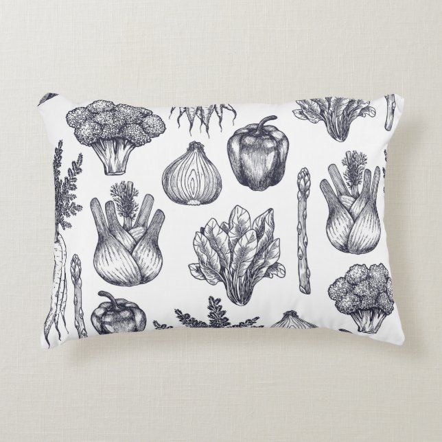 Fresh vegetables seamless pattern. Broccoli, carro Accent Pillow (Front)
