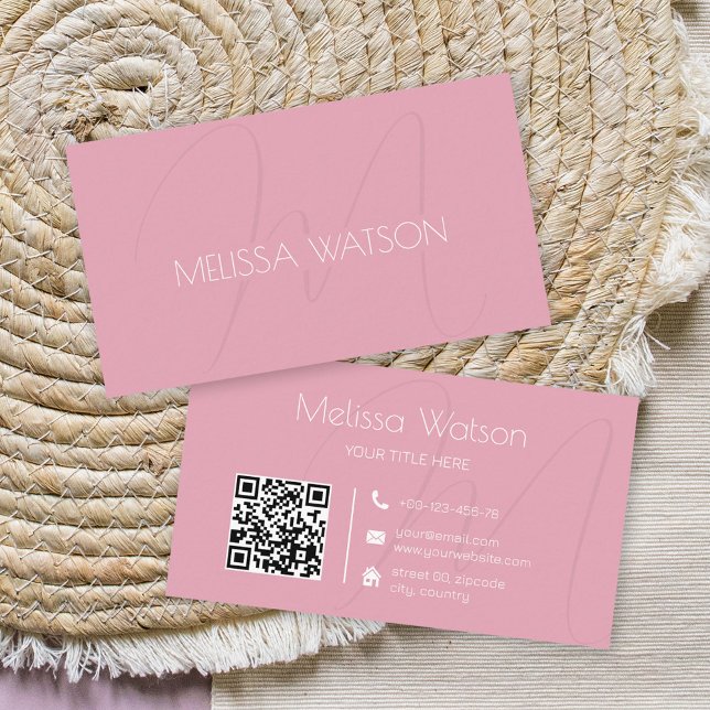 Fresh vintage pink QR code feminine  Business Card (Creator Uploaded)