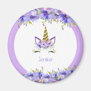 Fresh Violet Unicorn Birthday Decorations Magnet