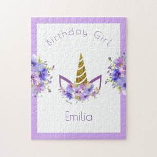 Fresh Violet   Unicorn girl Birthday Jigsaw Puzzle