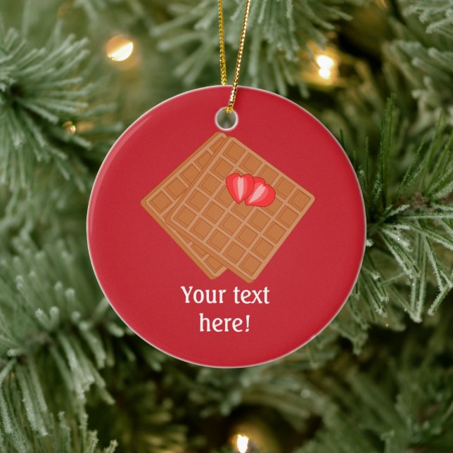 Fresh Waffles graphic -  festive red or your colou Ceramic Ornament (Tree)