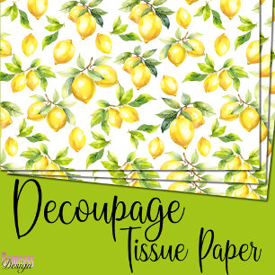 Fresh Watercolor yellow lemons green leaves Tissue Paper