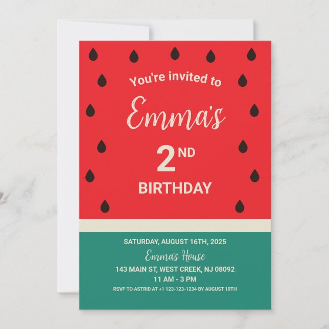 Fresh Watermelon Invitation (Front)