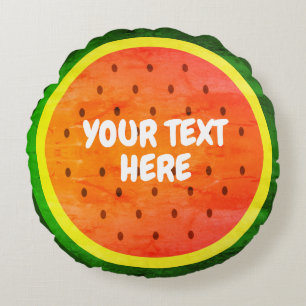 Fresh watermelon slice summer fruit personalized round pillow