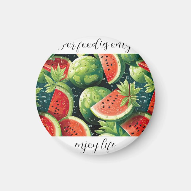 Fresh watermelon with water drops magnet (Front)