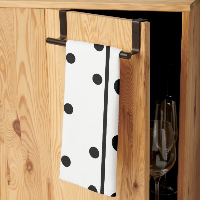 Fresh White Black Polka Dots Kitchen Towel (Thirds Fold)