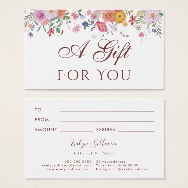 Fresh wildflowers gift card (Front & Back)