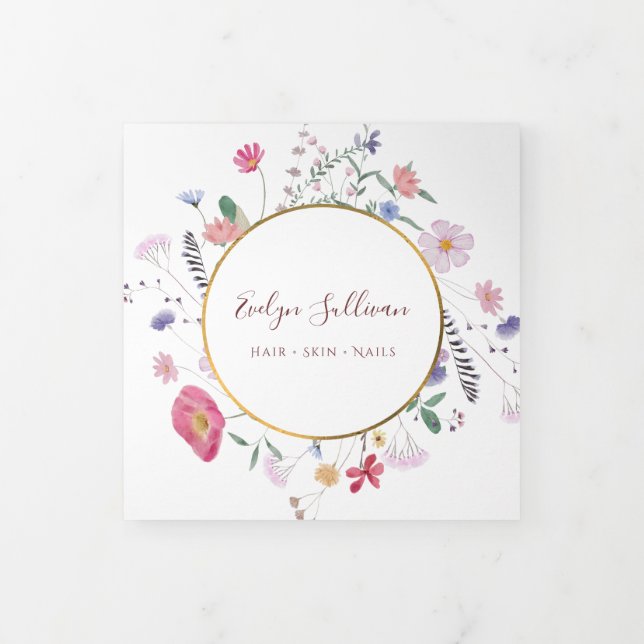 Fresh Wildflowers Gold Circle Trifold Brochure (Cover)