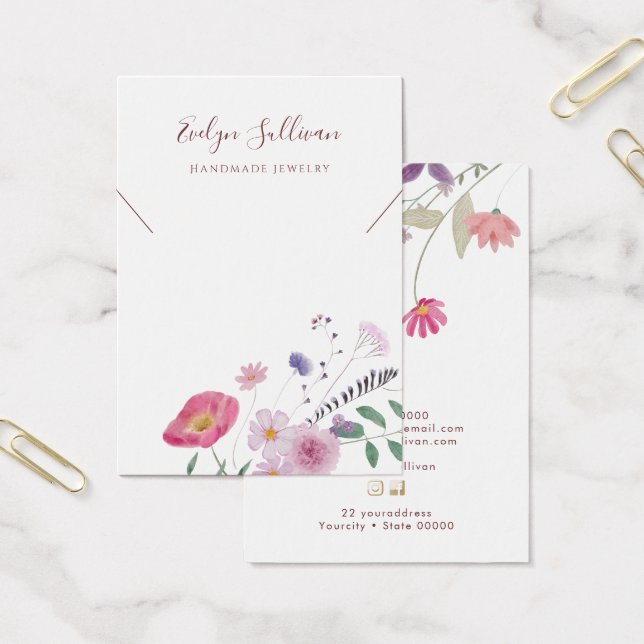 Fresh wildflowers necklace display card (Office)