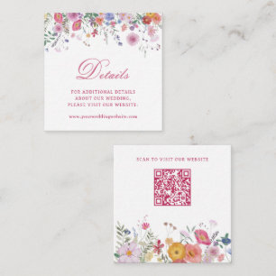 Fresh Wildflowers Wedding Details Website QR Code Enclosure Card