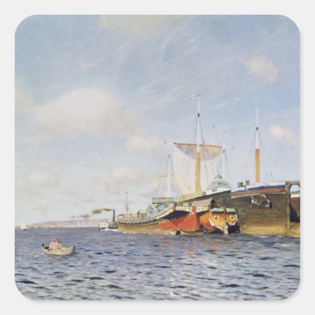 Fresh Wind on the Volga, 1895 Square Sticker (Front)