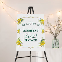 Fresh Yellow Floral Bridal Shower Welcome Sign