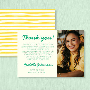 Fresh Yellow & Green Photo 2026 Graduation Thank You Card